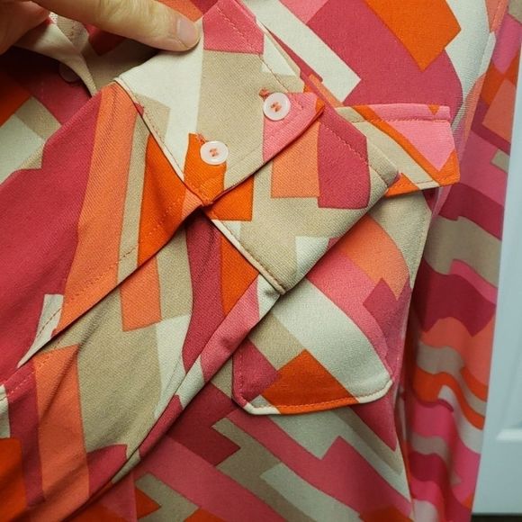 Anne 💟 Klein Multicolored Button Shirt Blouse Top - Picture 7 of 10